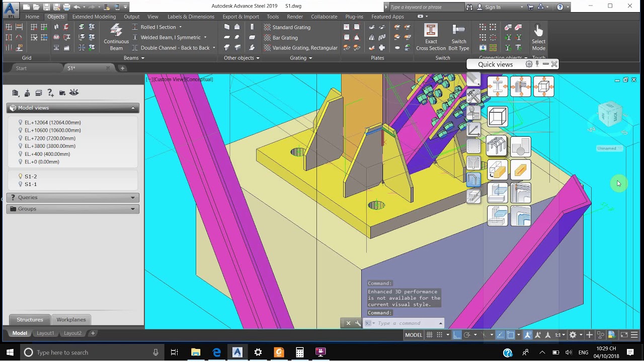 ADVANCE STEEL 2019 TUTORIAL/19/BEAM AND BASE PLATE AND BRACING-DW