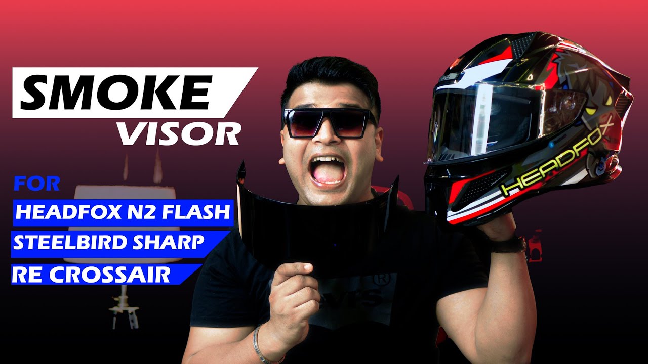 Headfox N2 Flash Smoke Visor😍 Smoke Visor for Steelbird Sharp, Headfox N2 & RE Crossair Helmet