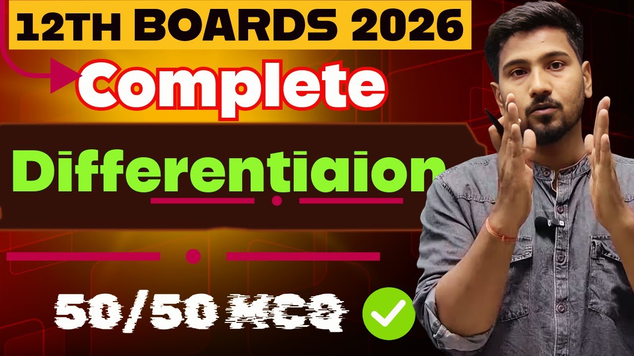 Differentiation MCQs Class 12 | Board Level Questions | Maths Chapter Derivatives