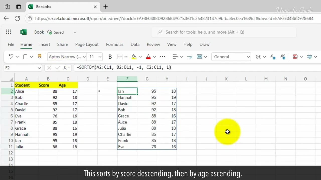 Используйте функцию СОРТИРОВКА в Microsoft Excel
