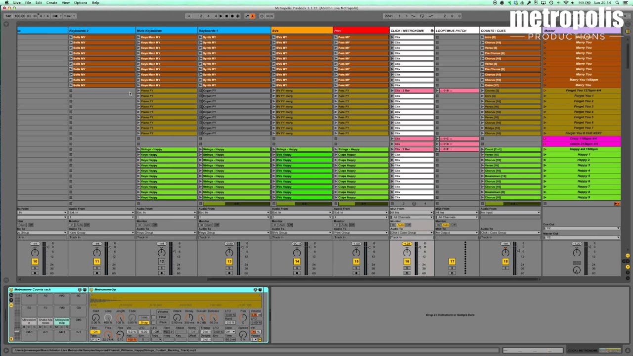 Ableton Live Set Backing Tracks Video for Cover Band - Patching & Routing