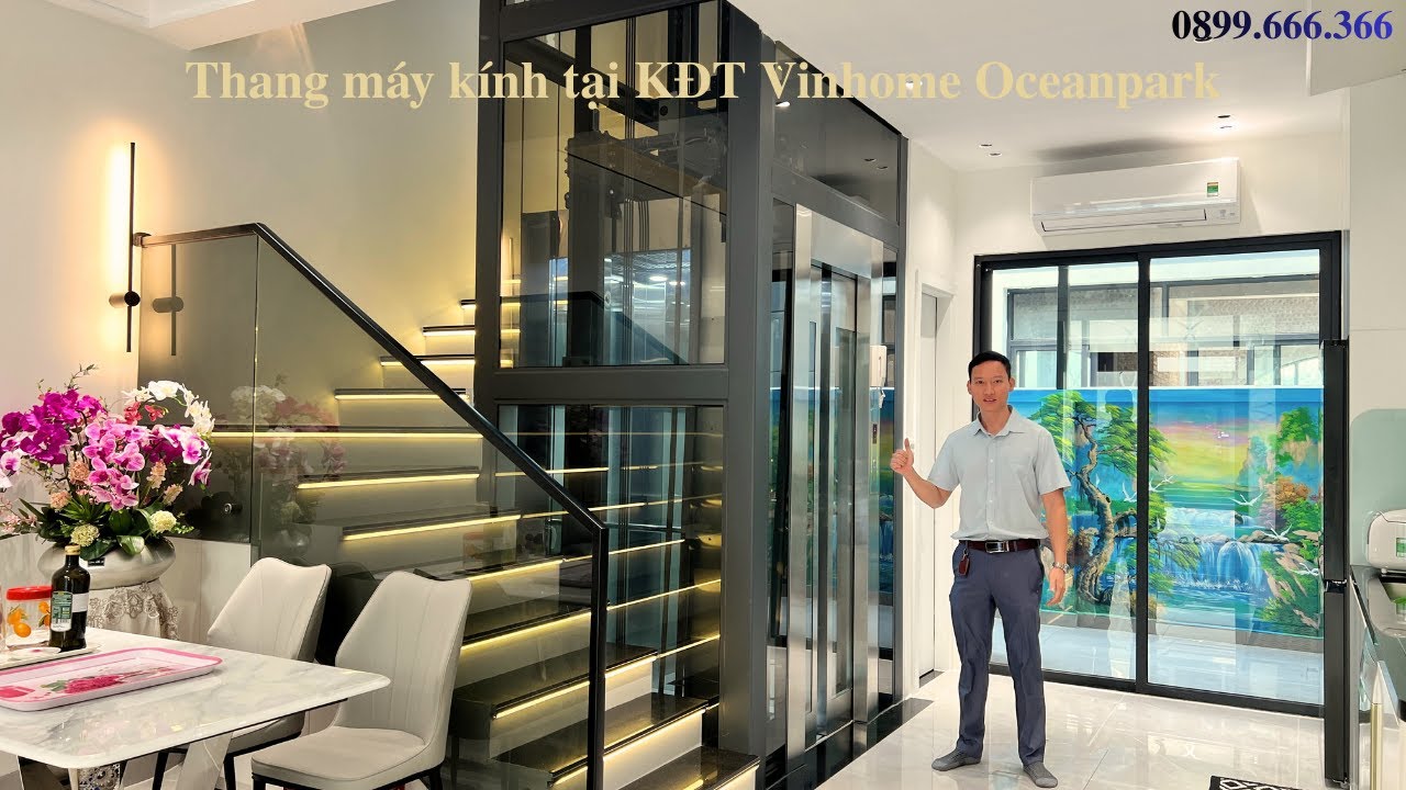 Thang máy kính 350kg hiện đại đẹp, sang trọng tại KĐT Vinhome Oceanpark