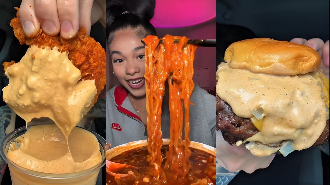 TIKTOK Mukbang Compilation | Popeyes, Wingstop, Buldak, Raising Canes & more