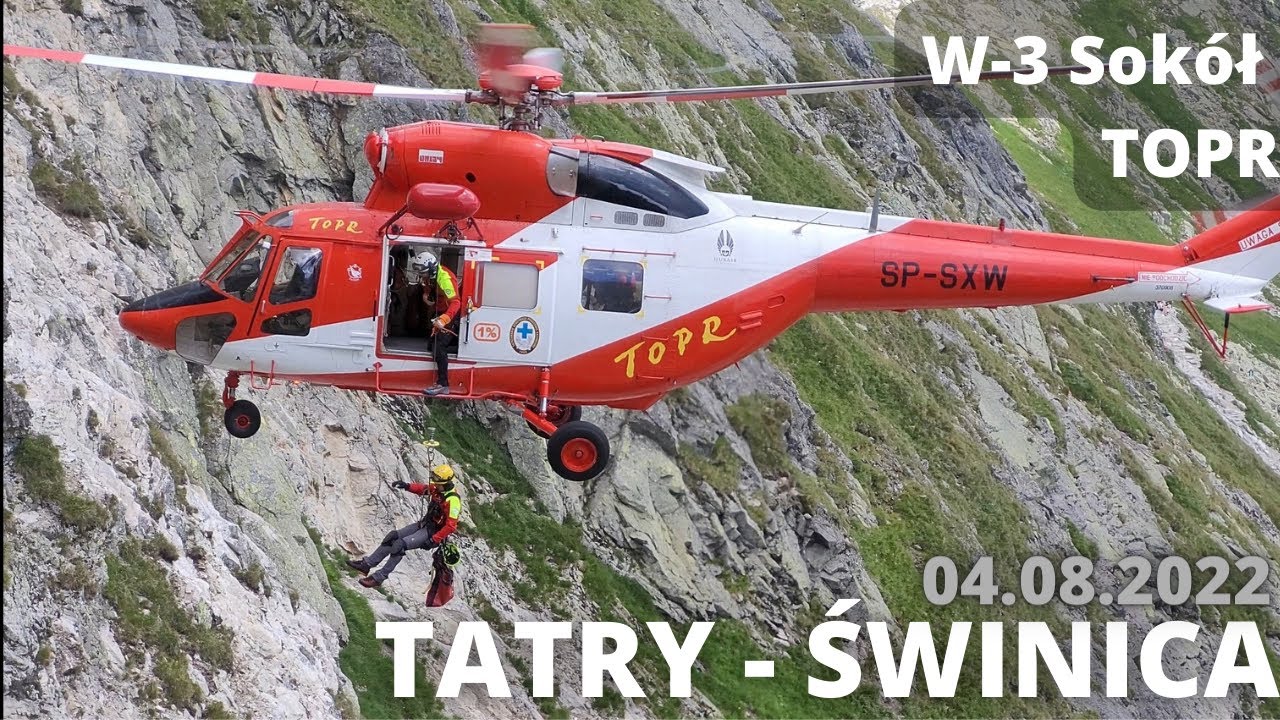 TATRY WYSOKIE - Akcja ratunkowa śmigłowca TOPR na Świnicy (04.08.2022)