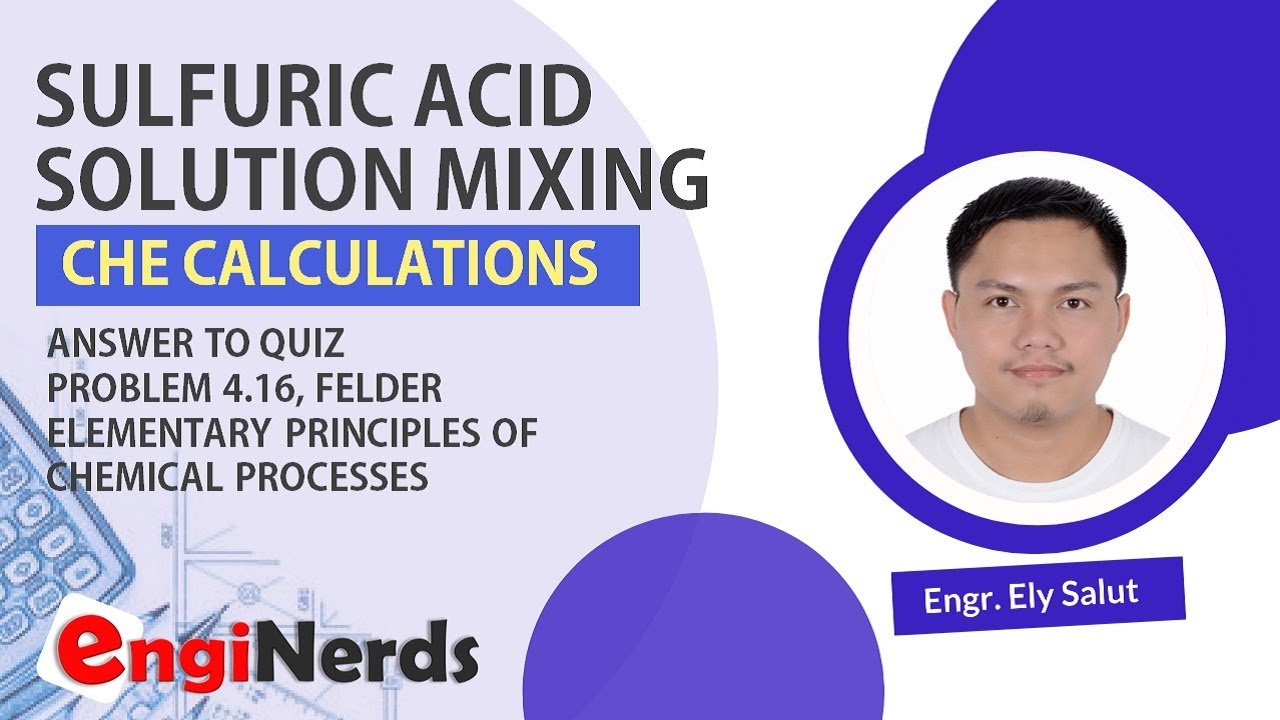 MIXING OF SULFURIC ACID SOLUTION MATERIAL BALANCE PROBLEM | CHEMICAL ENGINEERING CALCULATIONS