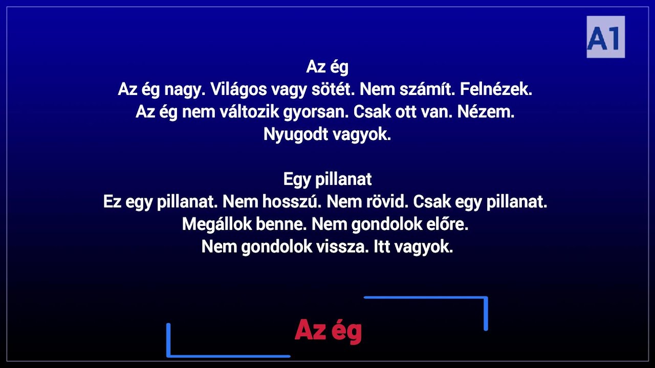 Slow Reading in Hungarian-A1- (HU/EN subtitles)  –  Az ég