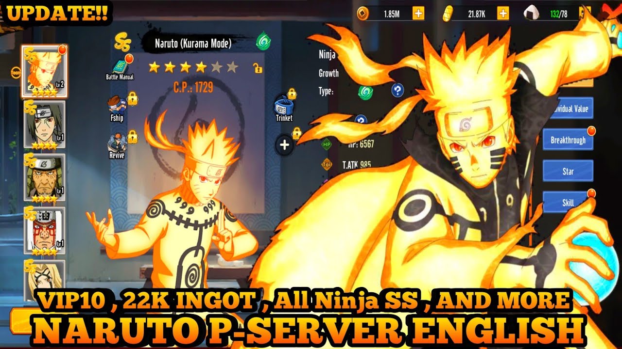 Update New Ninja Naruto Eng P'Server - V10 , New Ninja & 12 Ninja SS , 22K Gold , And More