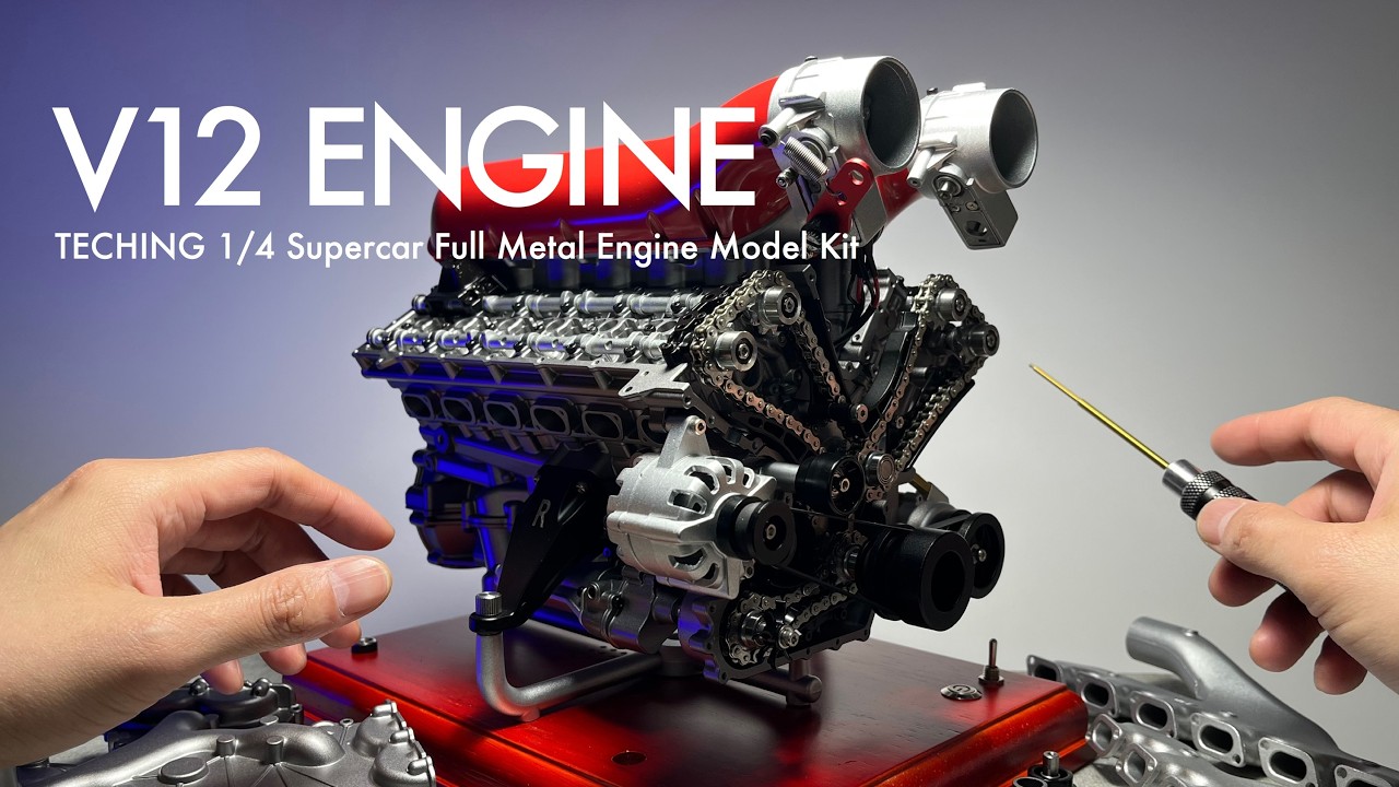 V12 Engine【EngineDIY】Full Metal Engine「TECHING 1/4 Supercar V12 Engine Model Kit」