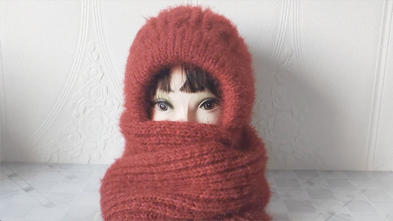 秋冬保暖麻花鱼骨针一体帽，帽子围巾棒针编织教程 ★ Cable Stitch Hat and Scarf Knitting Kit Pattern
