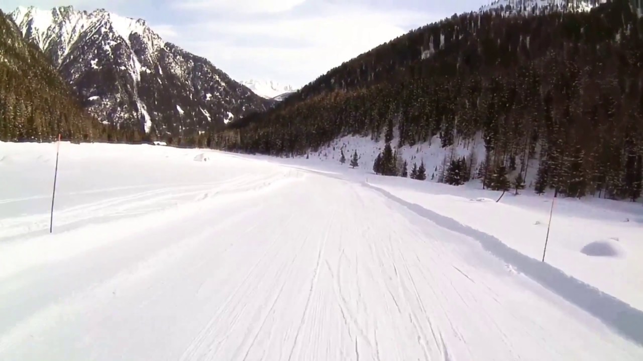 Skiing the blue run at Champex-Lac, February 2017