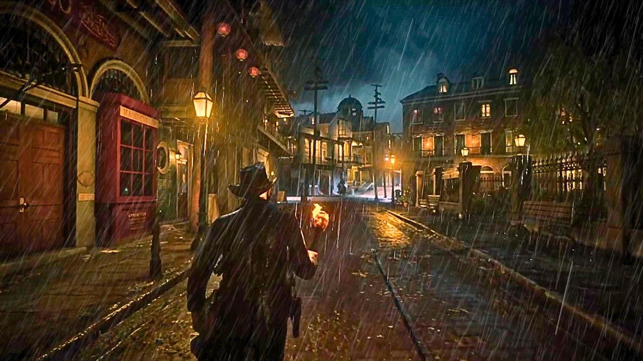ASMR Rain Walk in Saint Denis 🌧️ | RDR2 Relaxing Ambience
