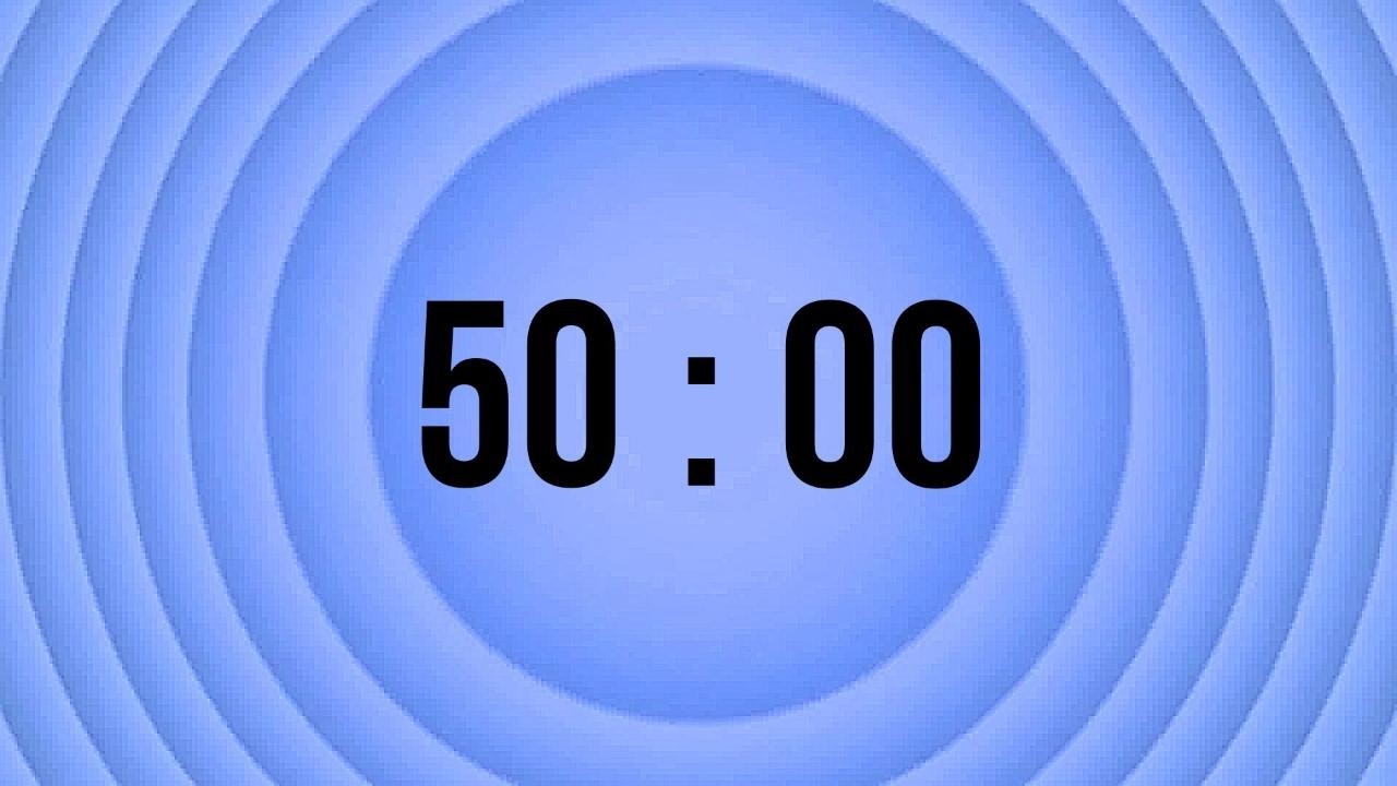 50 Minutes Countdown Timer⏳ | 🌟Alpha Waves Meditation🌌 | Blue Concentric Circles Background🔵