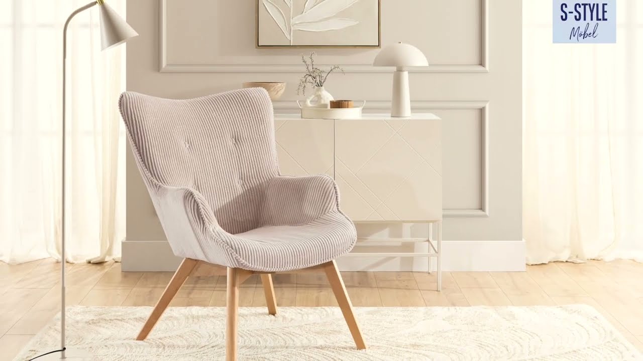 Lenari - Lounge-Sessel & Fußhocker – Cordstoff & Massivholz für stilvolles Wohnen