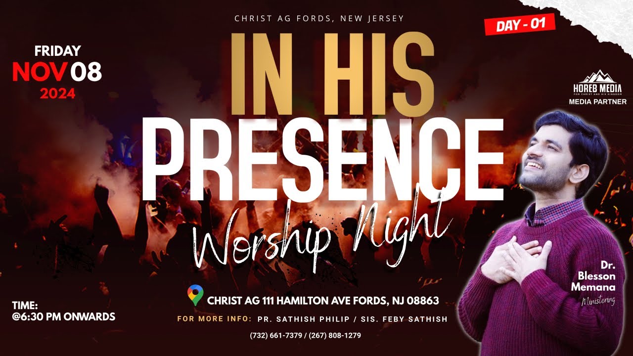 🔴LIVE || DAY 01|| BLESSON MEMANA || IN HIS PRESENCE || WORSHIP NIGHT || CHRIST AG || HOREB MEDIA