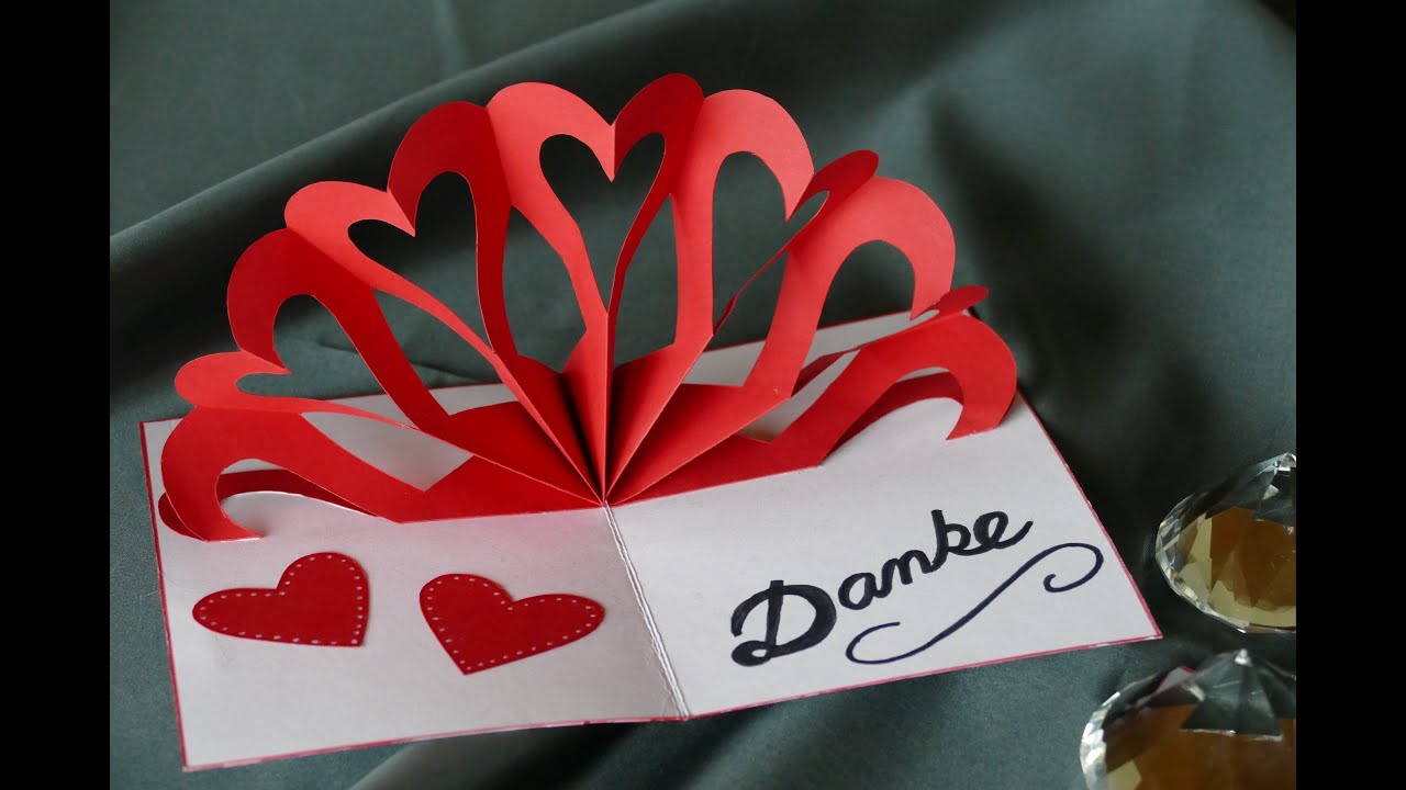 Herz – Klappkarte, heart – pop up card, Muttertag, Hochzeit, Valentinstag, Geburtstag