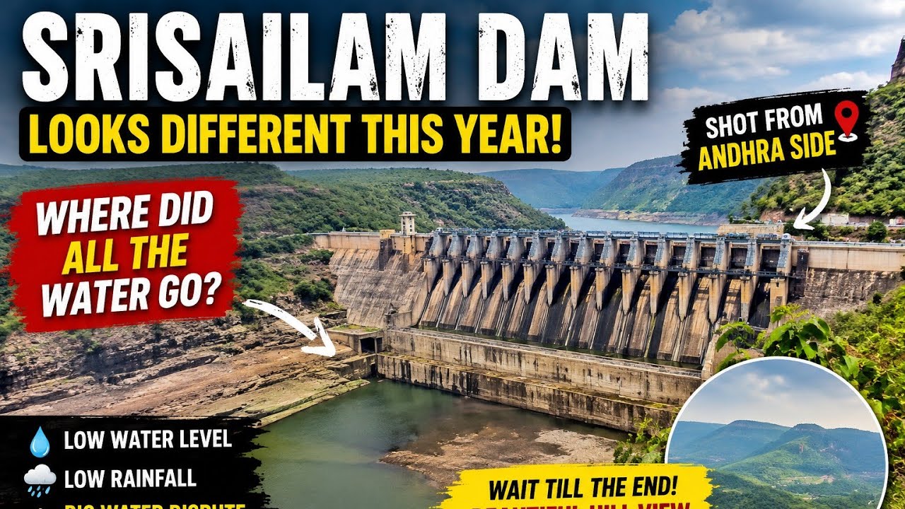 Srisailam Dam Today 😲 Low Water Levels & Stunning Telangana Hills!