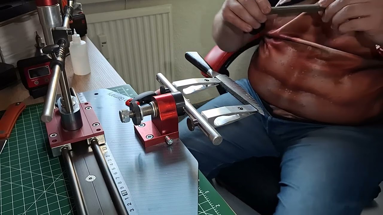 SHAN ZU Damast Messer Utility Knife Echtzeitschliff auf dem SJ Multigrinder,CBN/Resinbond/Leder
