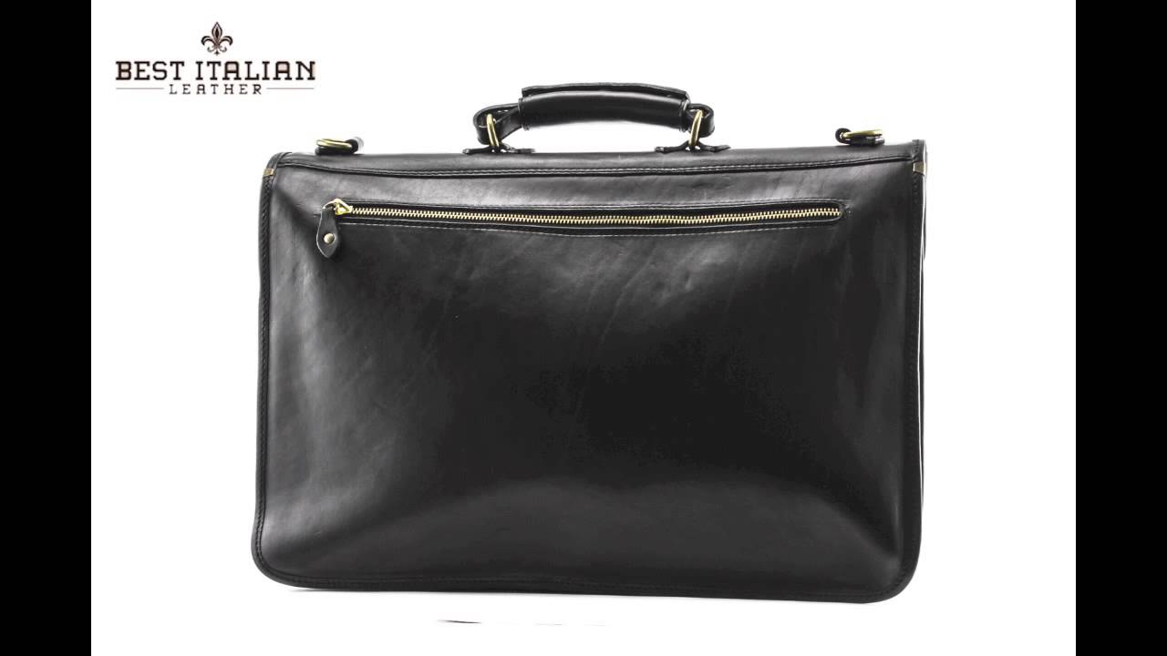 IMedici Spacious Italian Leather Laptop Briefcase with Turn-key Closure Color Black, SKU - IM4050BK