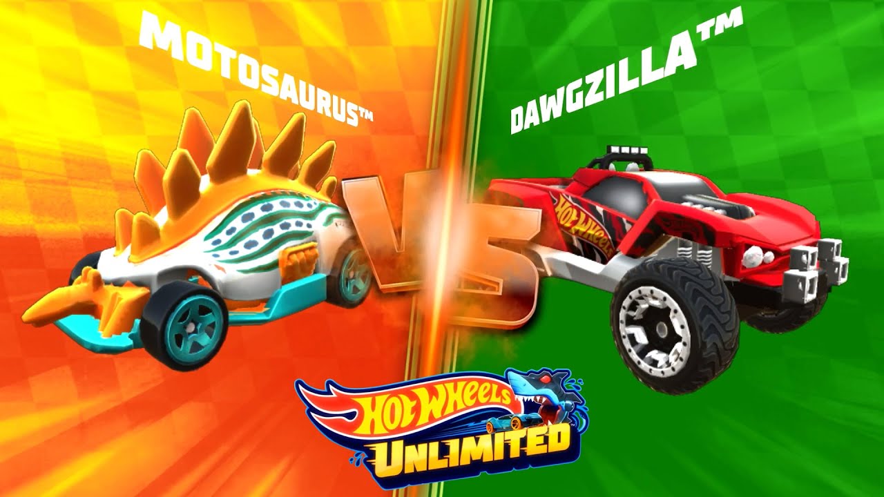 HOT WHEELS UNLIMITED 2 - Motosaurus Vs Dawgzilla In W Tracks