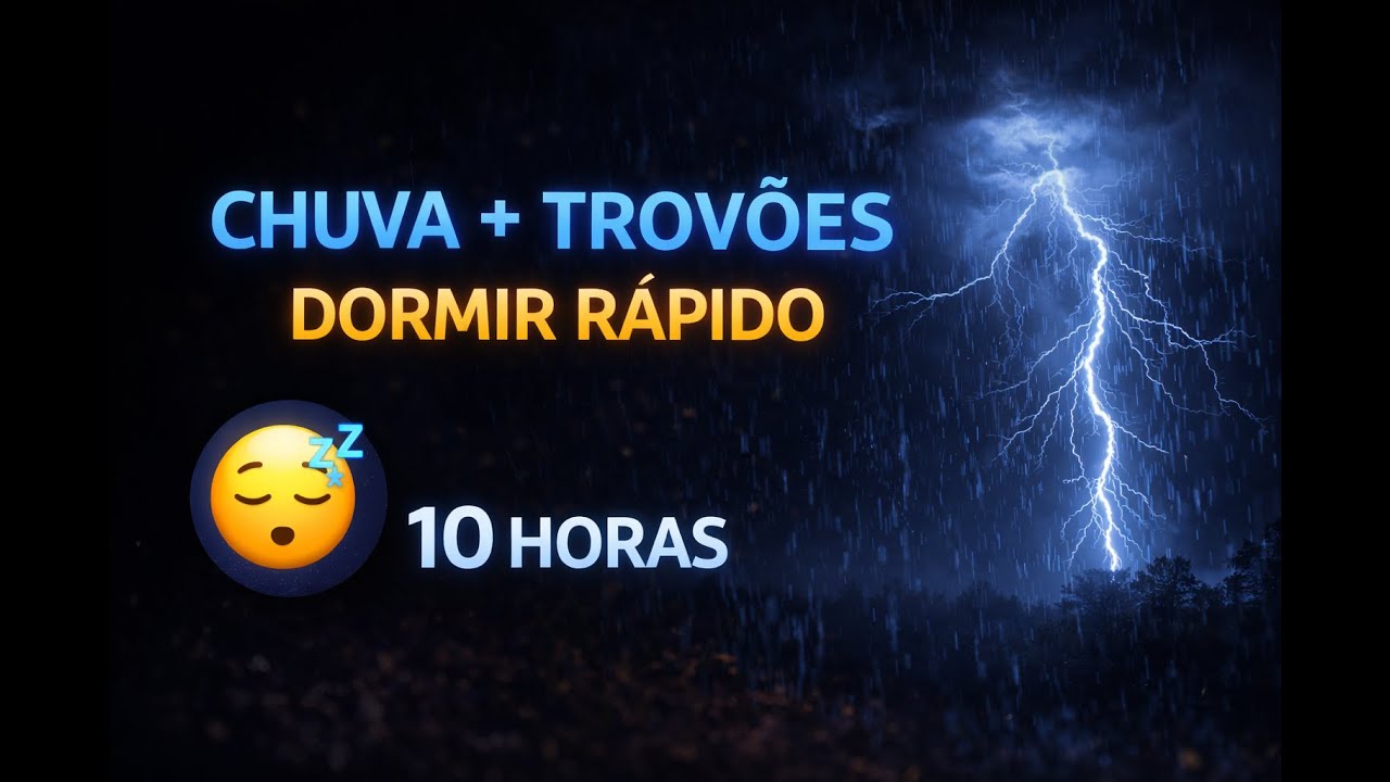 ⛈️ CHUVA FORTE COM TROVÕES - Tela preta - 10 horas