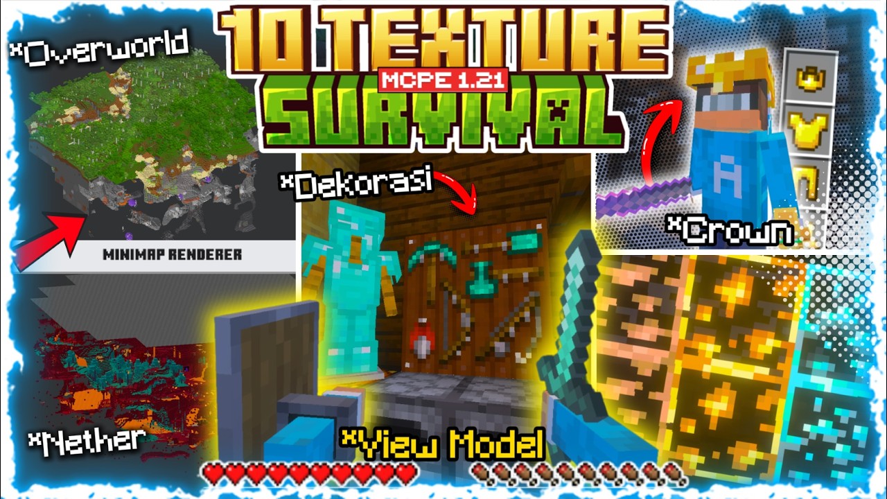 BEST‼️ 10 TEXTURE PACK TERBARU YANG COCOK UNTUK SURVIVAL!! (BEDROCK / MCPE) Support 1.21 - 26.1+