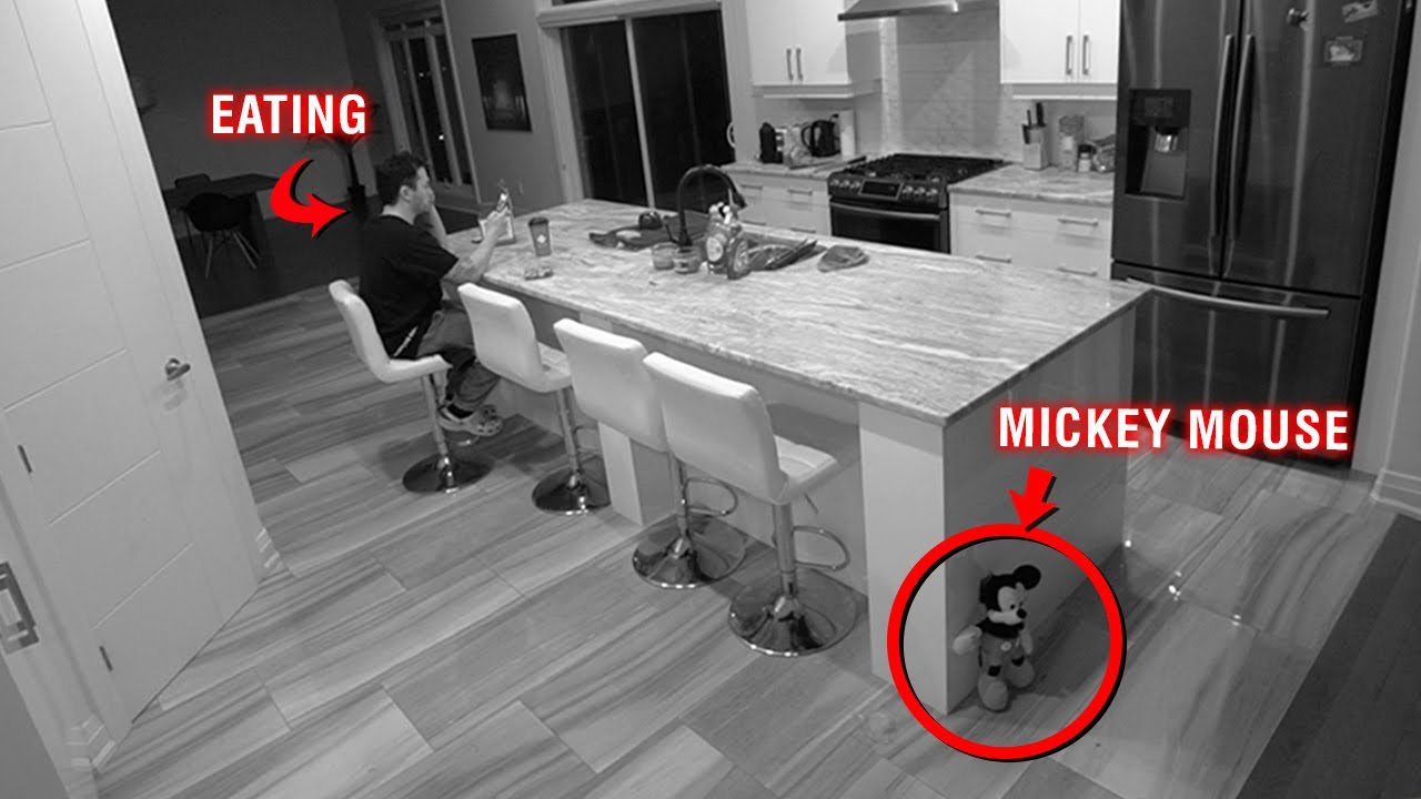CAUGHT MICKEY MOUSE ON OUR SECURITY CAMERAS AT 3 AM!! *HE ACTUALLY MOVES*