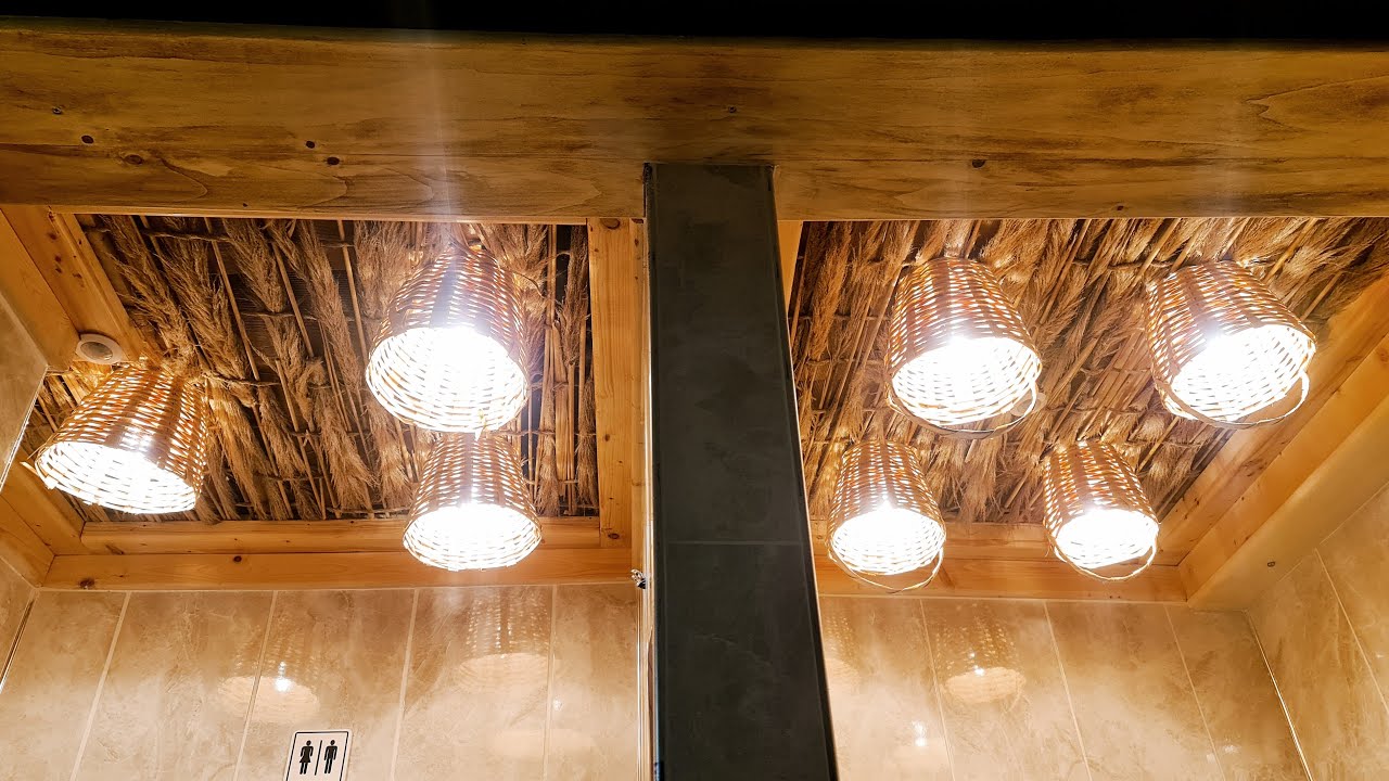 Sepet Ve Saz Bitkisinden Harika Tavan Kaplama ve Aydınlatma Yapımı / Making Lighting from  Basket