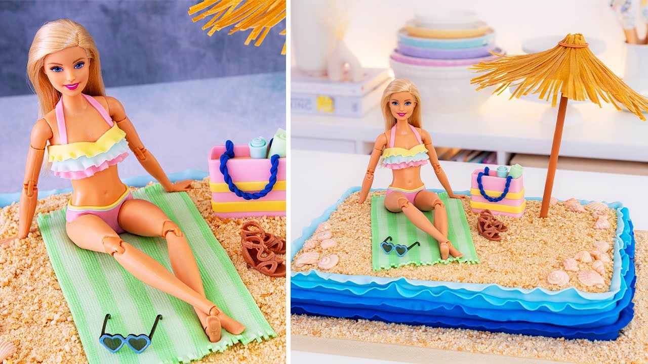 Easy BEACH Cake 😎  Summer BARBIE(This was so fun to make!!)