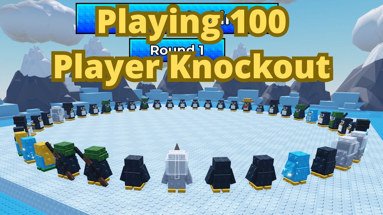 Playing 100 Player Knockout in Roblox