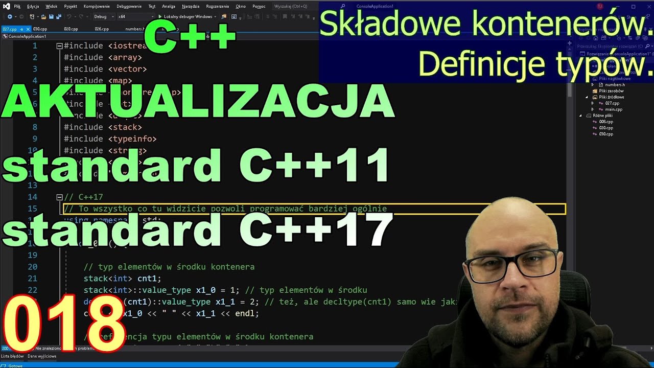 C++ Aktualizacja. Odc. 18. Składowe kontenerów. Definicje typów.