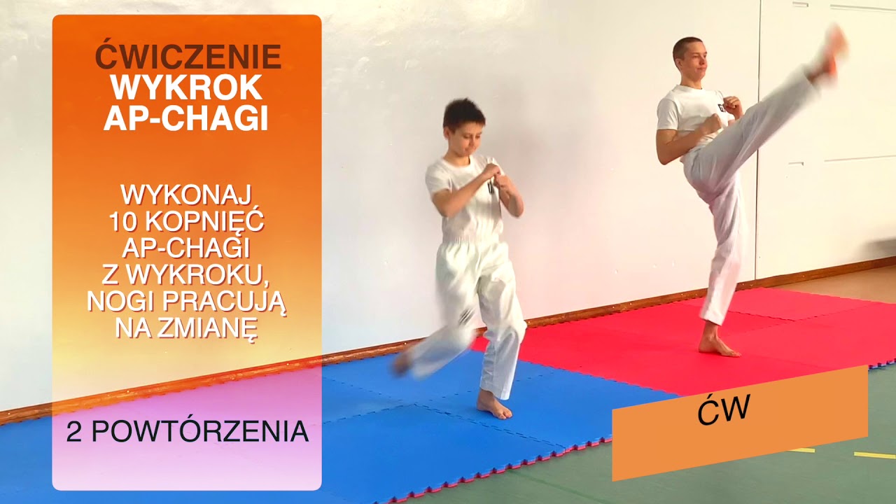 Trening siły z zawodnikami taekwondo UKS G-8 Bielany