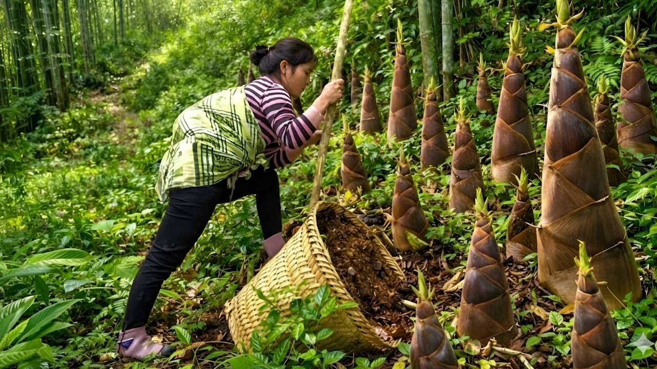 A mother and daughter go into the forest together to dig for bamboo shoots - Everyday life