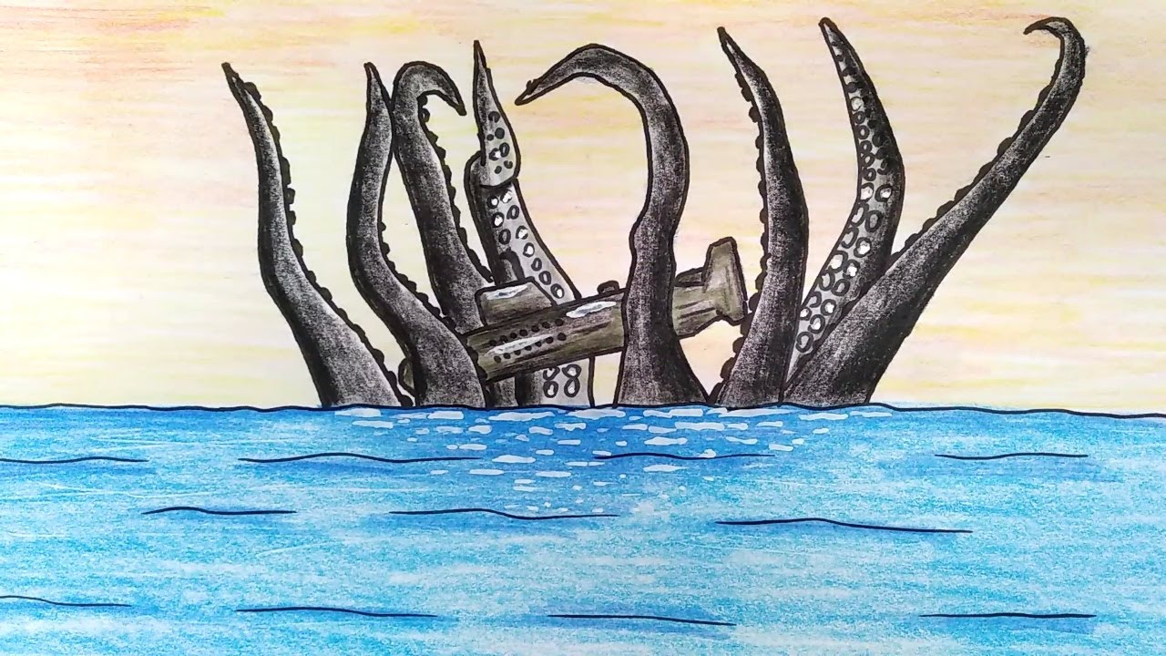 Рисуем КРАКЕН атакует подводную лодку