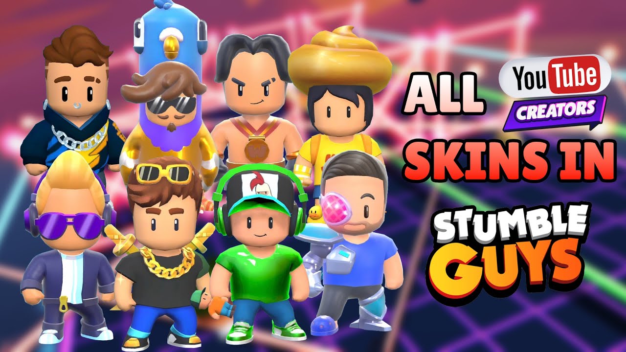 Stumble Guys - Gameplay of All YouTubers (Content Creator) Skins