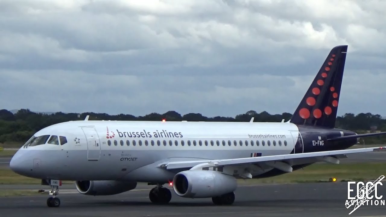 Brussels Airlines (Cityjet) Sukhoi Superjet 100 Landing at Manchester Airport
