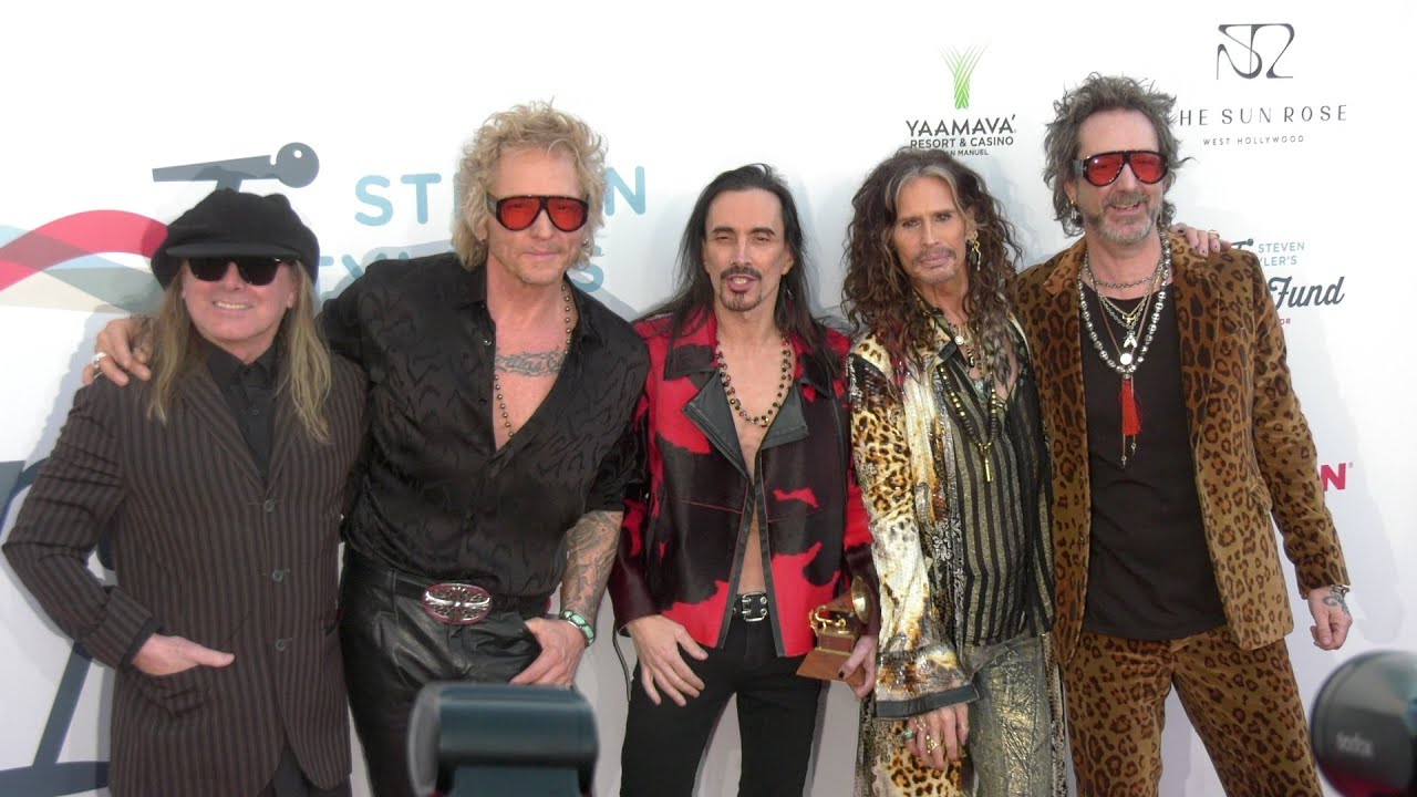 Steven Tyler and friends on the red carpet at Steven Tyler's 7th annual GRAMMY Awards viewing party