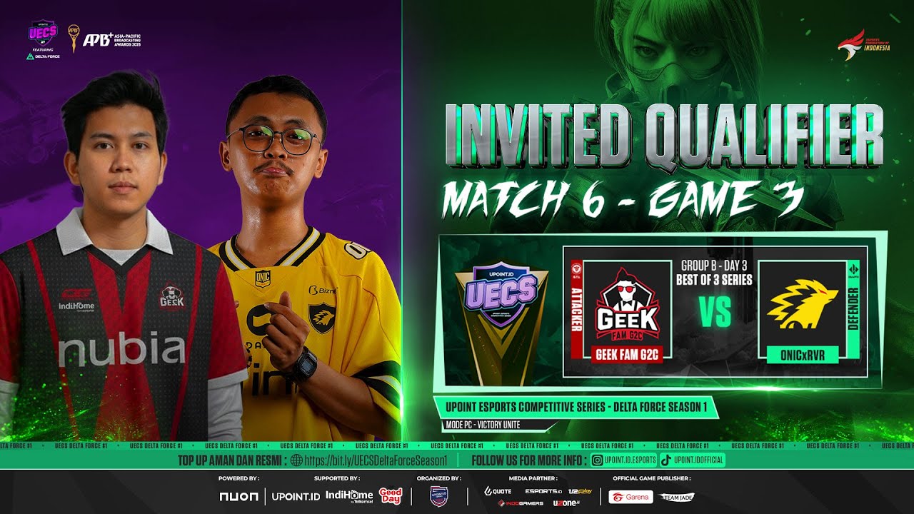 UECS DELTA FORCE SEASON #1 - MATCH 11 GAME 3 GEEK FAM X G2C VS ONIC X RVR (GROUP B DAY 3)