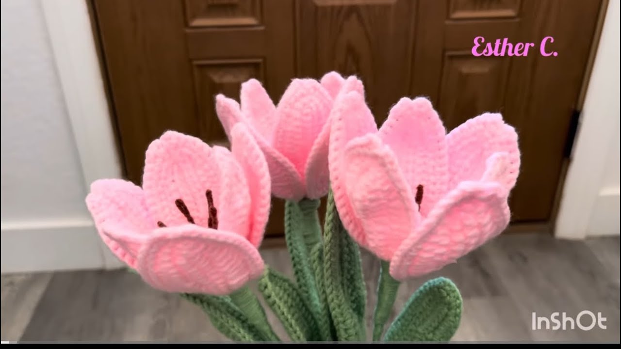 Flores a Crochet 🌷 Tulipanes Tejidos a Crochet Paso a Paso 🌷Cómo Hacer Tulipanes a Crochet ❤️