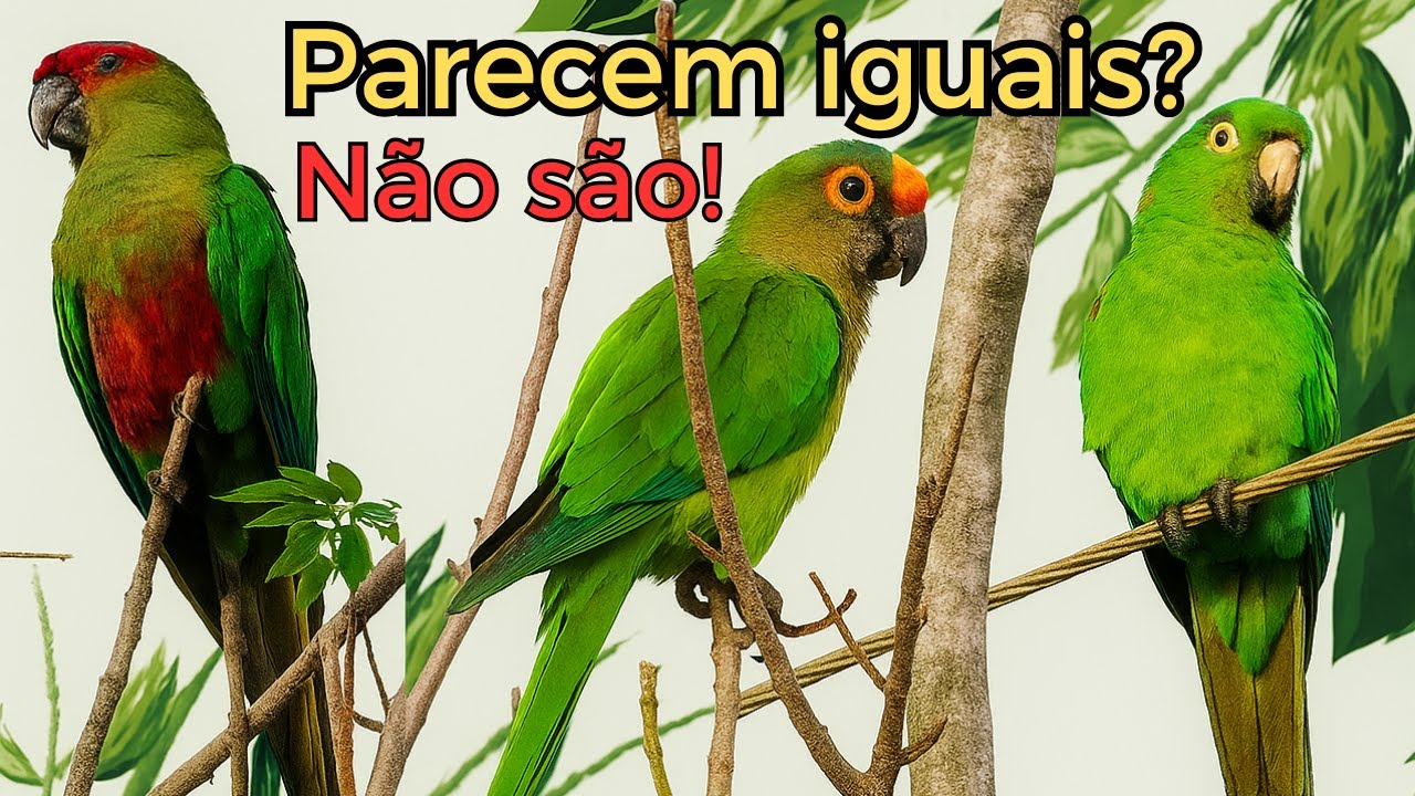 Periquito rei, Periquit&atilde;o maracan&atilde; e Jandaia de testa vermelha S&atilde;o Iguais? Descubra Agora!
