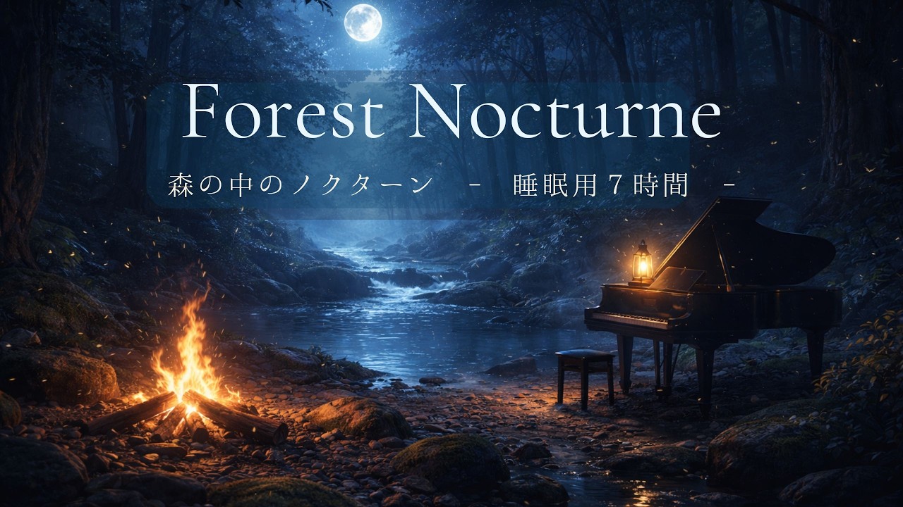 【睡眠用】森の中で聞く幻想的なピアノBGM 7時間｜ A Dreamlike 7 Hours of Sleep in the Forest /528Hz / α波 / θ波