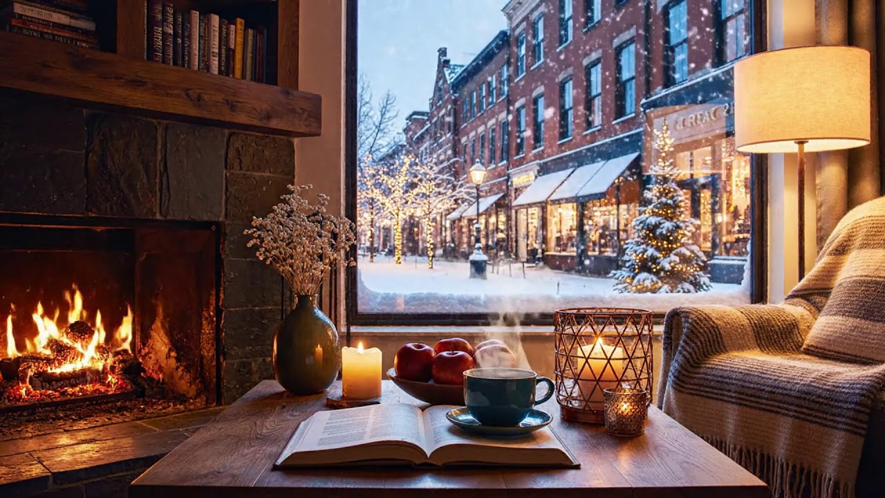 Silent Snowfall Café Jazz 🔥 Warm Fireplace Atmosphere for Serious Focus