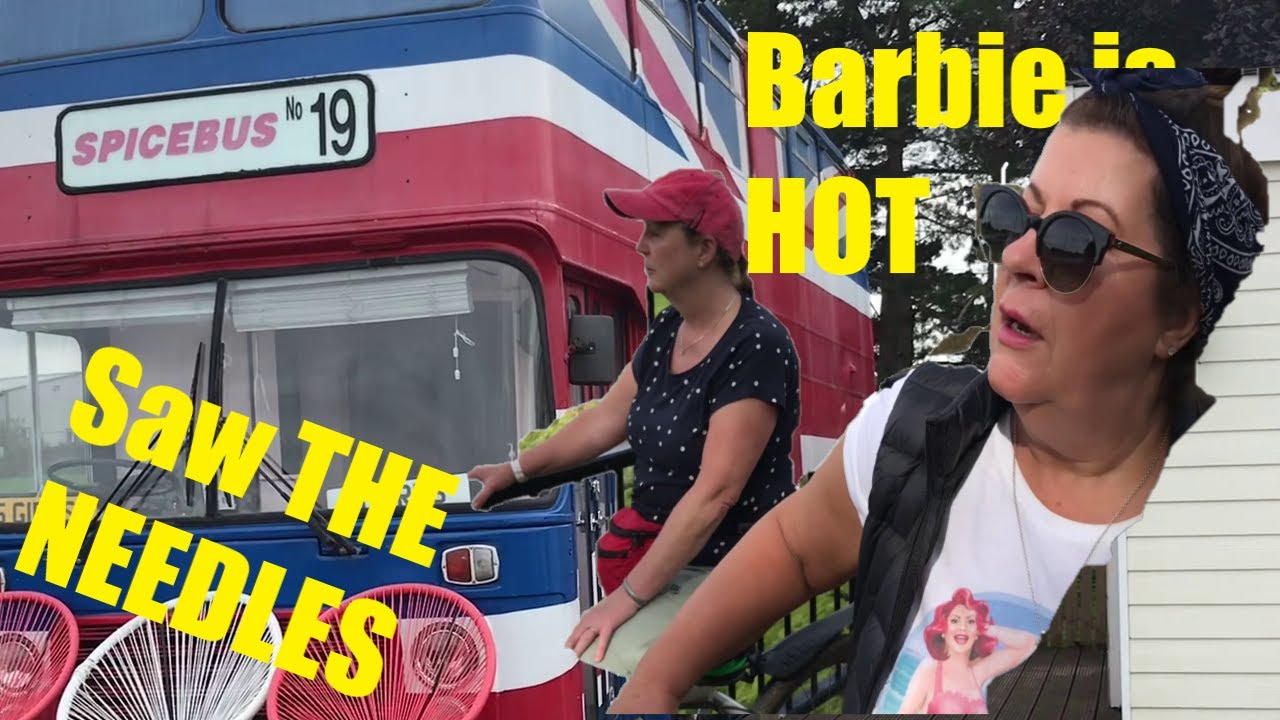 Hot Barbie and Spice Girls Bus. Island Bike. Got higher than the trees.    Barbecue on the Cadac.