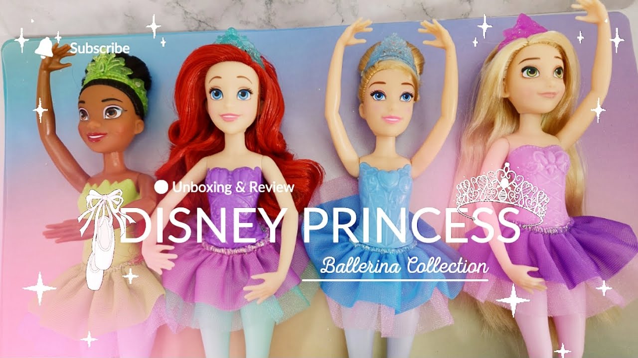 🩰👑 Disney Princess Ballerina Unboxing and Review with Cinderella, Rapunzel, Ariel Mermaid and Tiana