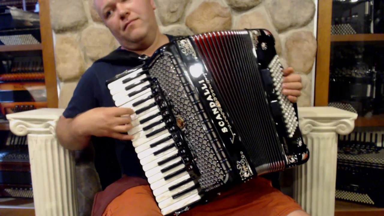 SCANPOLIXM96DB - Black Decorated Scandalli Polifonico IX Piano Accordion LMMM 37 96 $5499