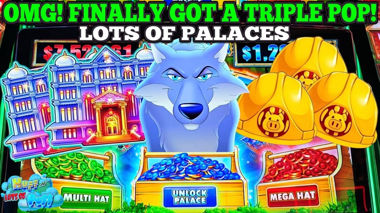 OMG! BIG WIN! FINALLY GOT A TRIPLE POP ON HUFF N LOTS OF PUFF | LOTS OF PALACES | Las Vegas Slots