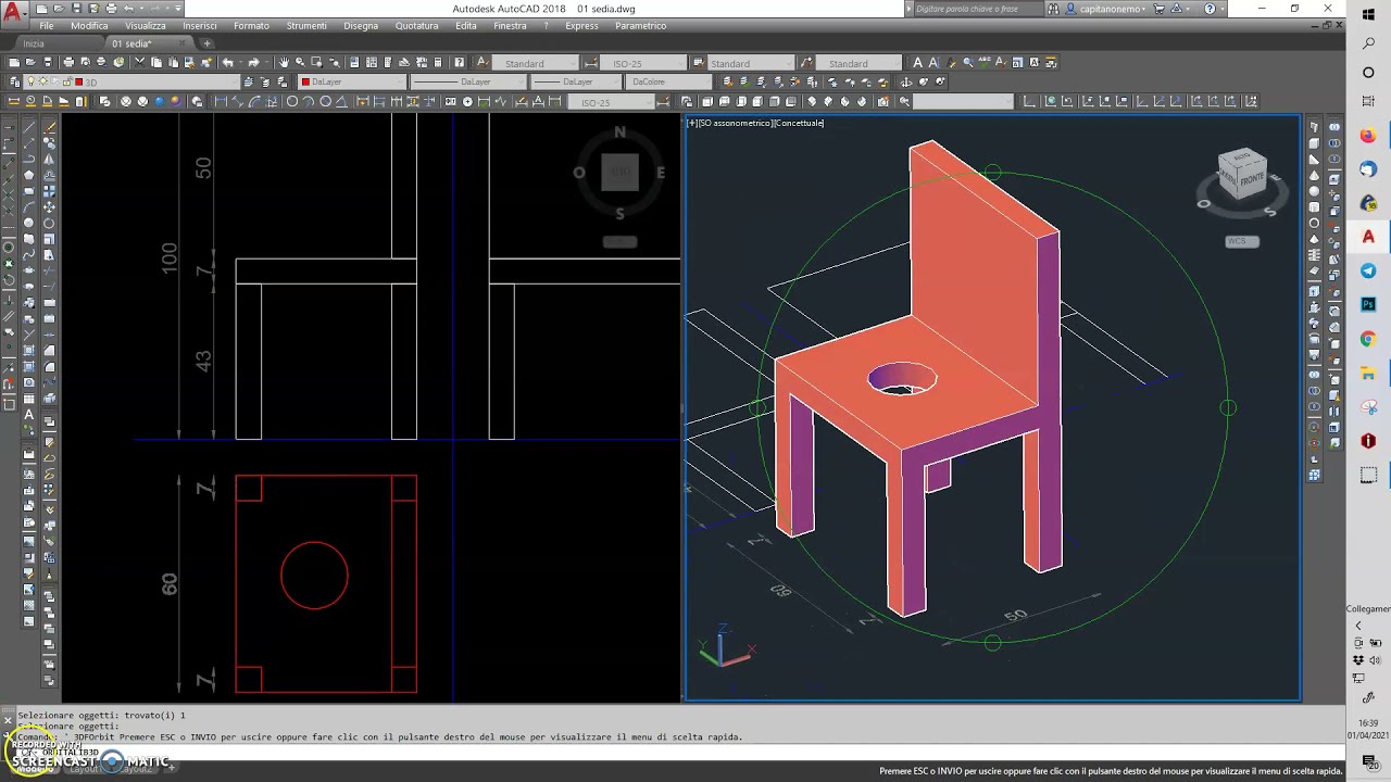 01 AutoCAD 3D facile facile. Sedia partendo da PO.