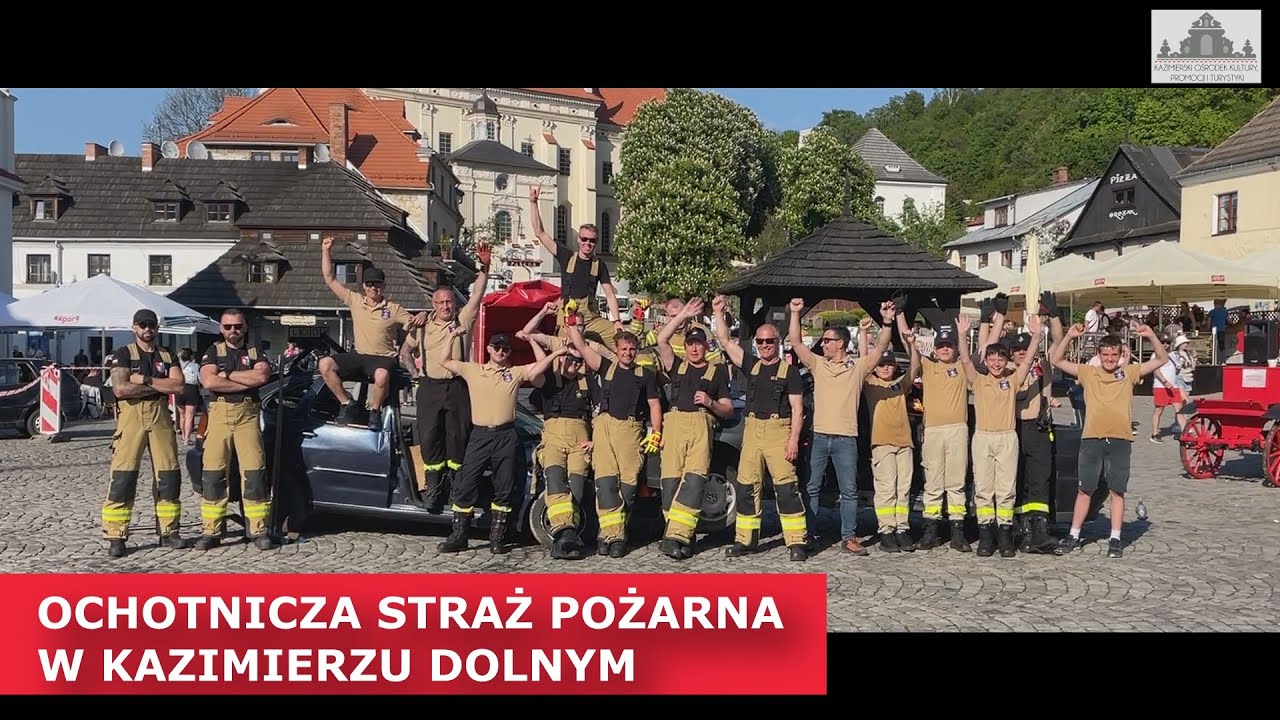 OSP Kazimierz Dolny - Pokazy warsztatowe. Rynek w Kazimierzu Dolnym, maj 2023