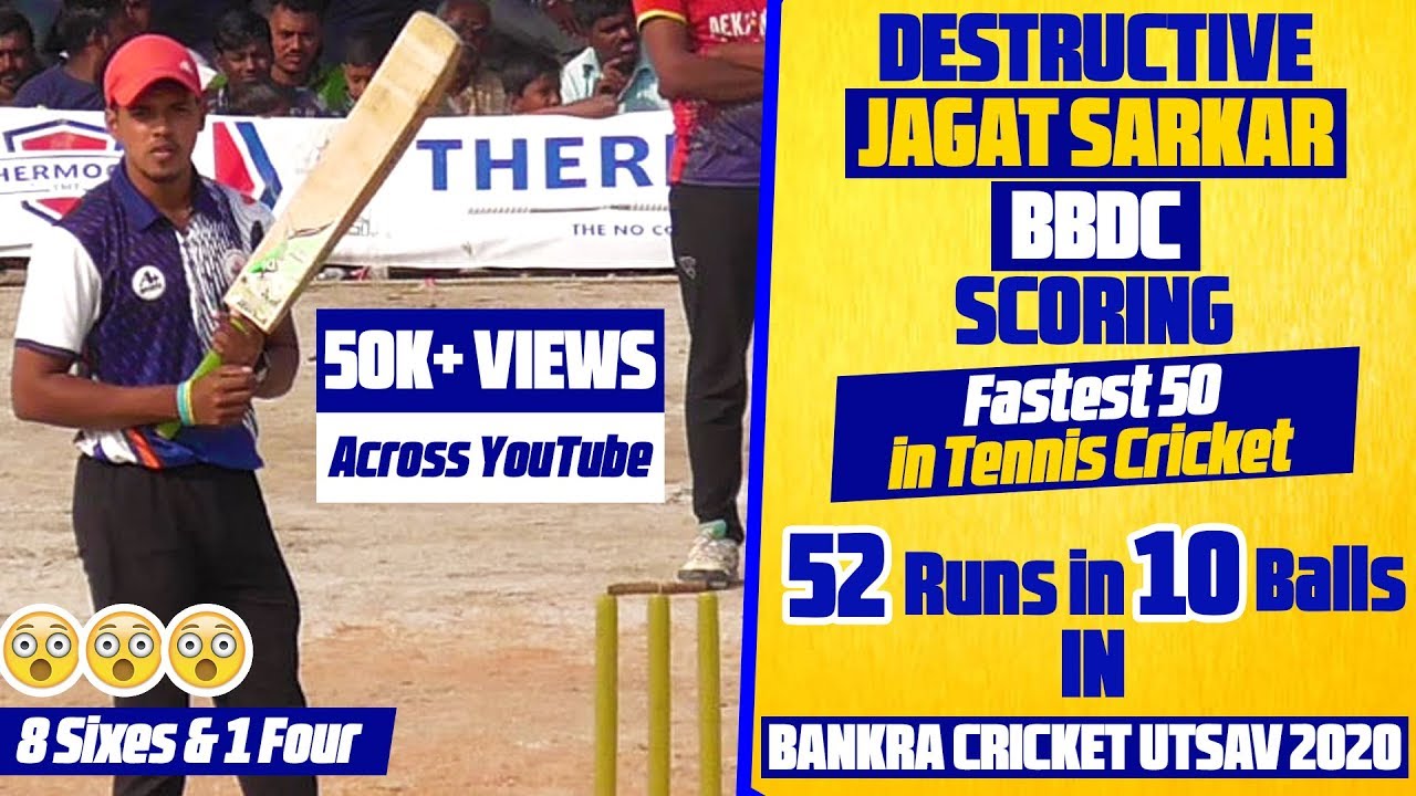 Jagat Sarkar Tennis Cricket scoring 52 Runs in 10 Balls | Fastest 50 in Tennis Cricket