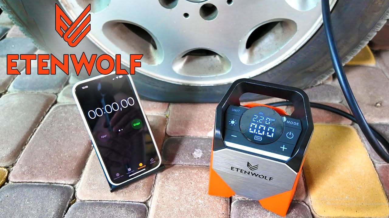 ETENWOLF ZEPHYR S3 БЕСПРОВОДНОЙ КОМПРЕССОР С AliExpress. За сколько накачает спущенное колесо?