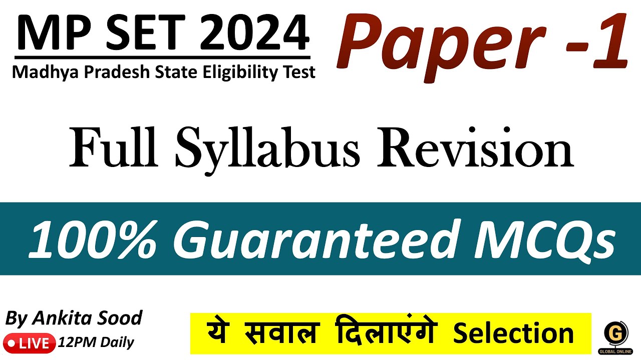 Full Syllabus Revision for MPSET 2024 | Paper 1 Most Expected MCQS Preparation